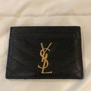 Saint Laurent YSL monogram quilted leather credit card case